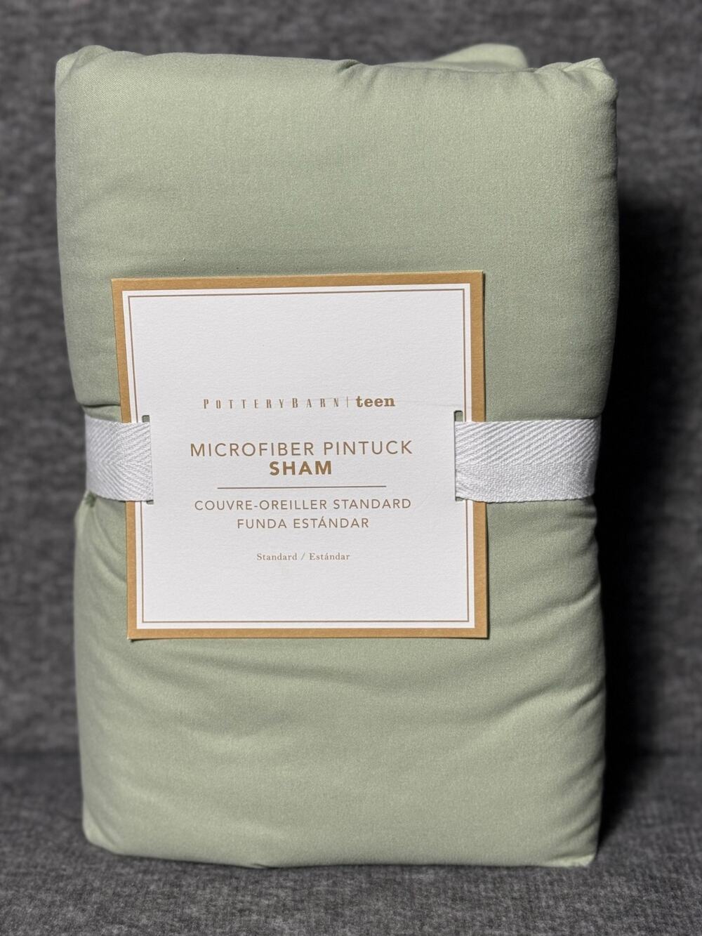 Pottery Barn Teen Microfiber Pintuck Standard Sham - Sage Green